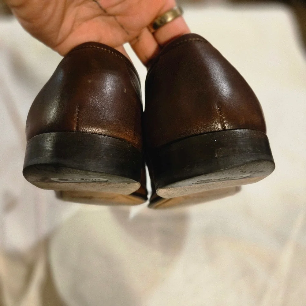Santoni Loafers Size 11 Mens Brown Leather Penny Loafers Luxury Designer Italy